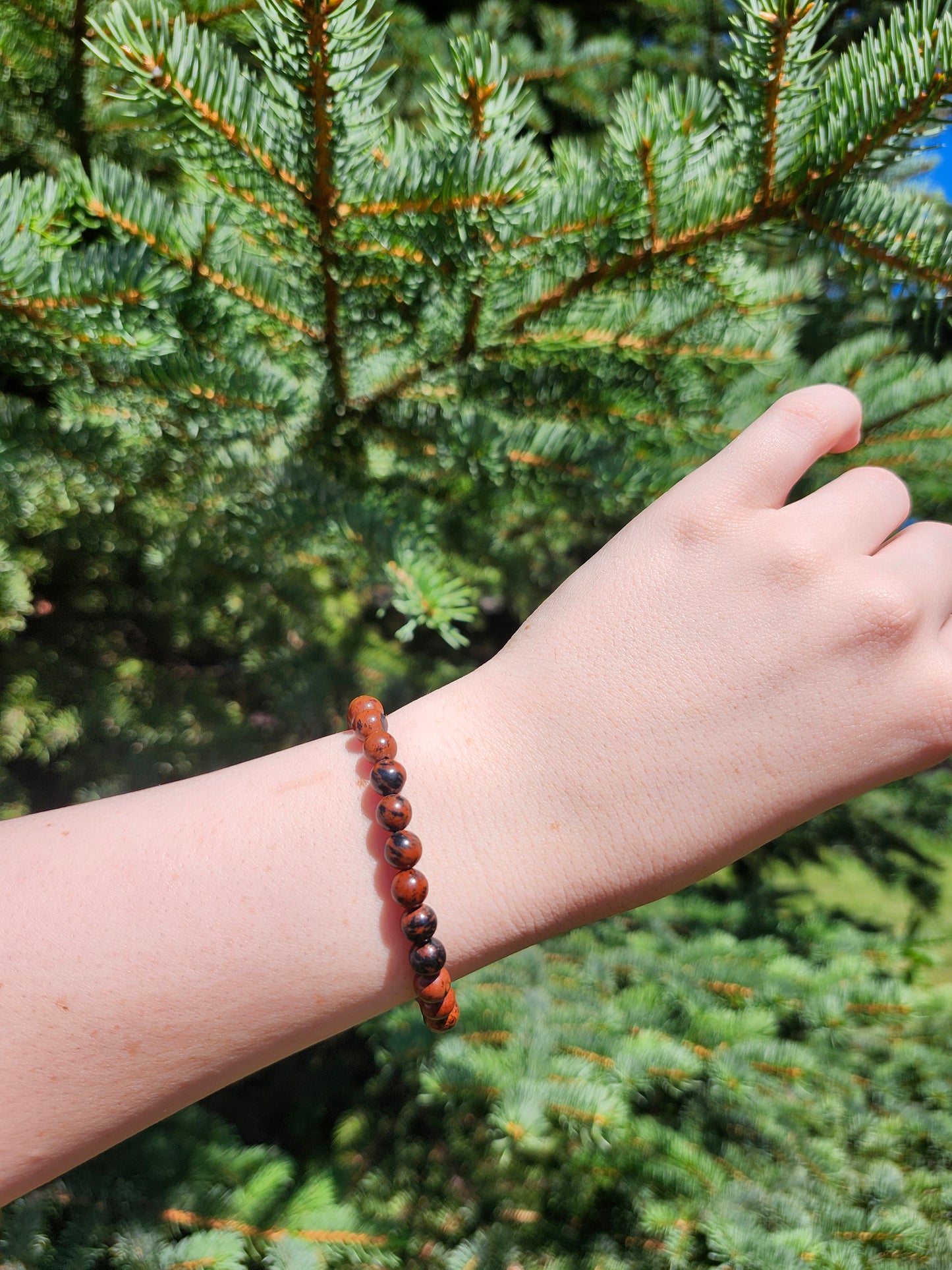 6mm MAHOGANY OBSIDIAN BRACELET