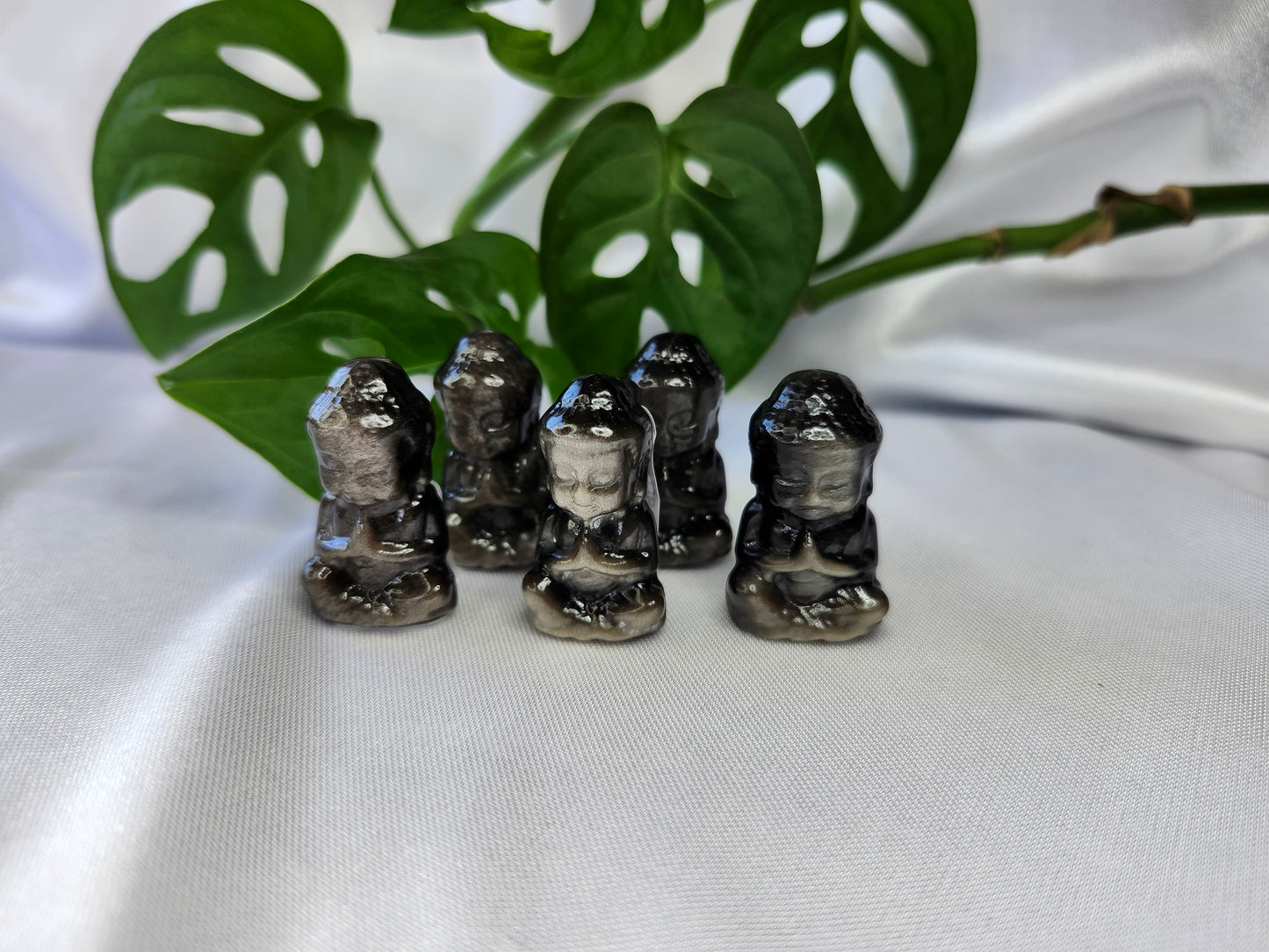 SILVER SHEEN OBSIDIAN BUDDHA