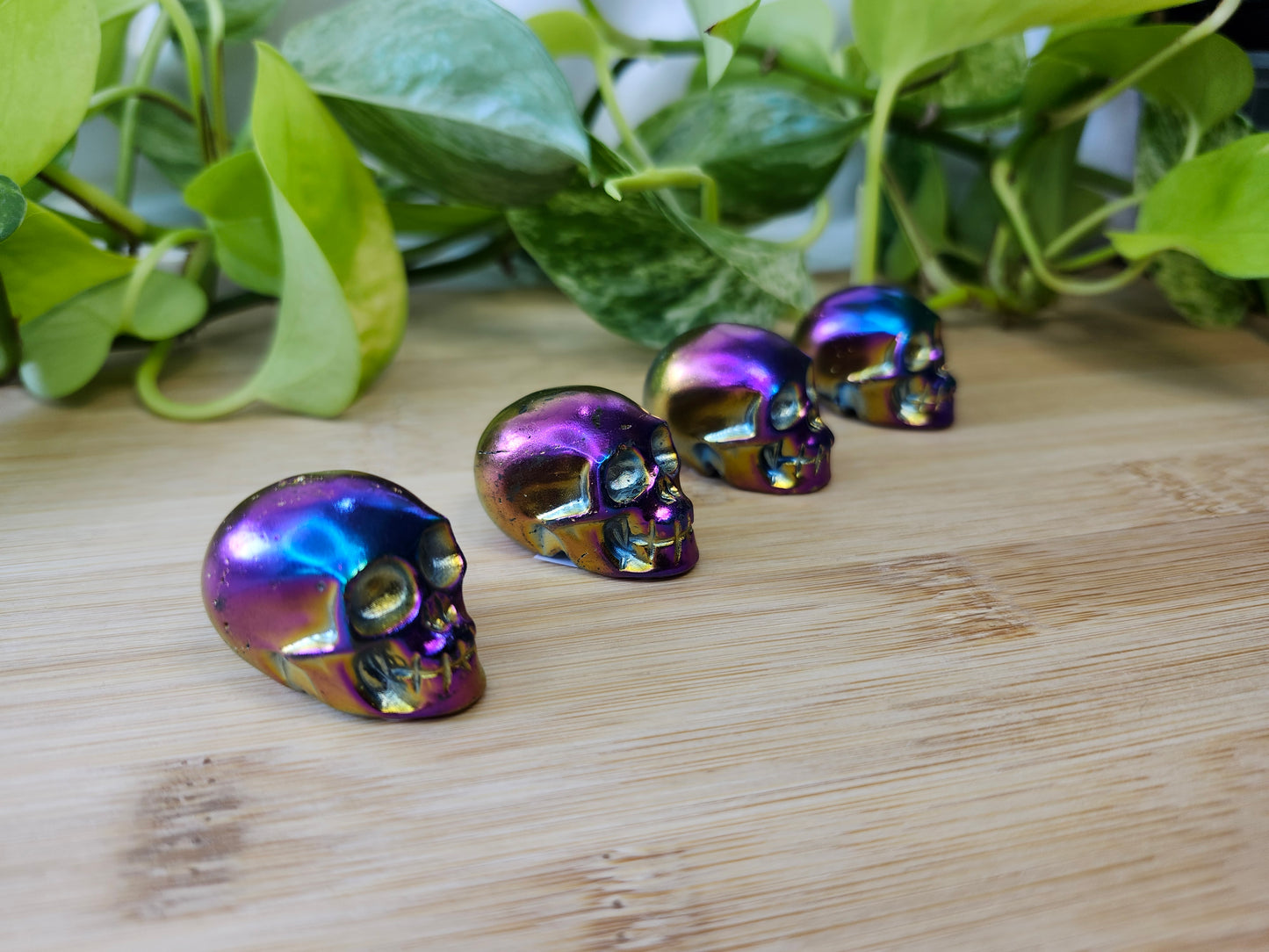 TITANIUM AURA QUARTZ SKULL