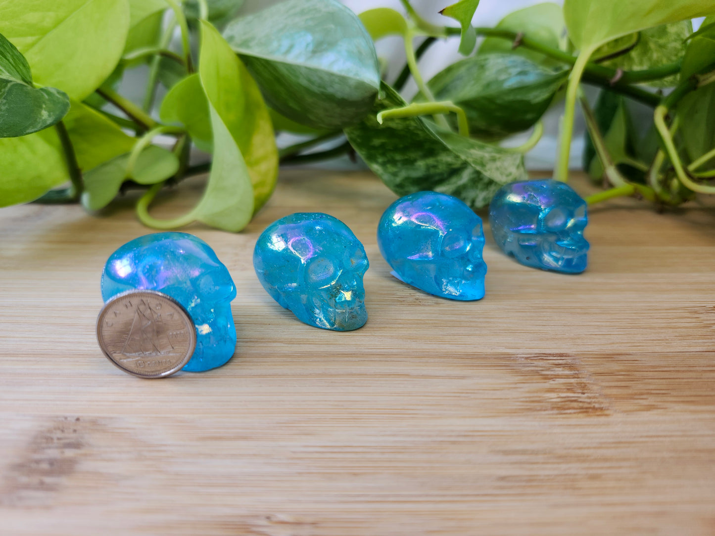BLUE AURA QUARTZ SKULL