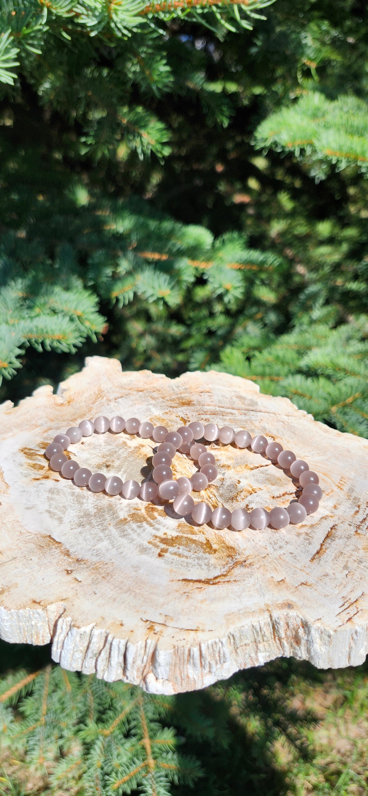 8mm DUSTY ROSE CAT'S EYE BRACELET