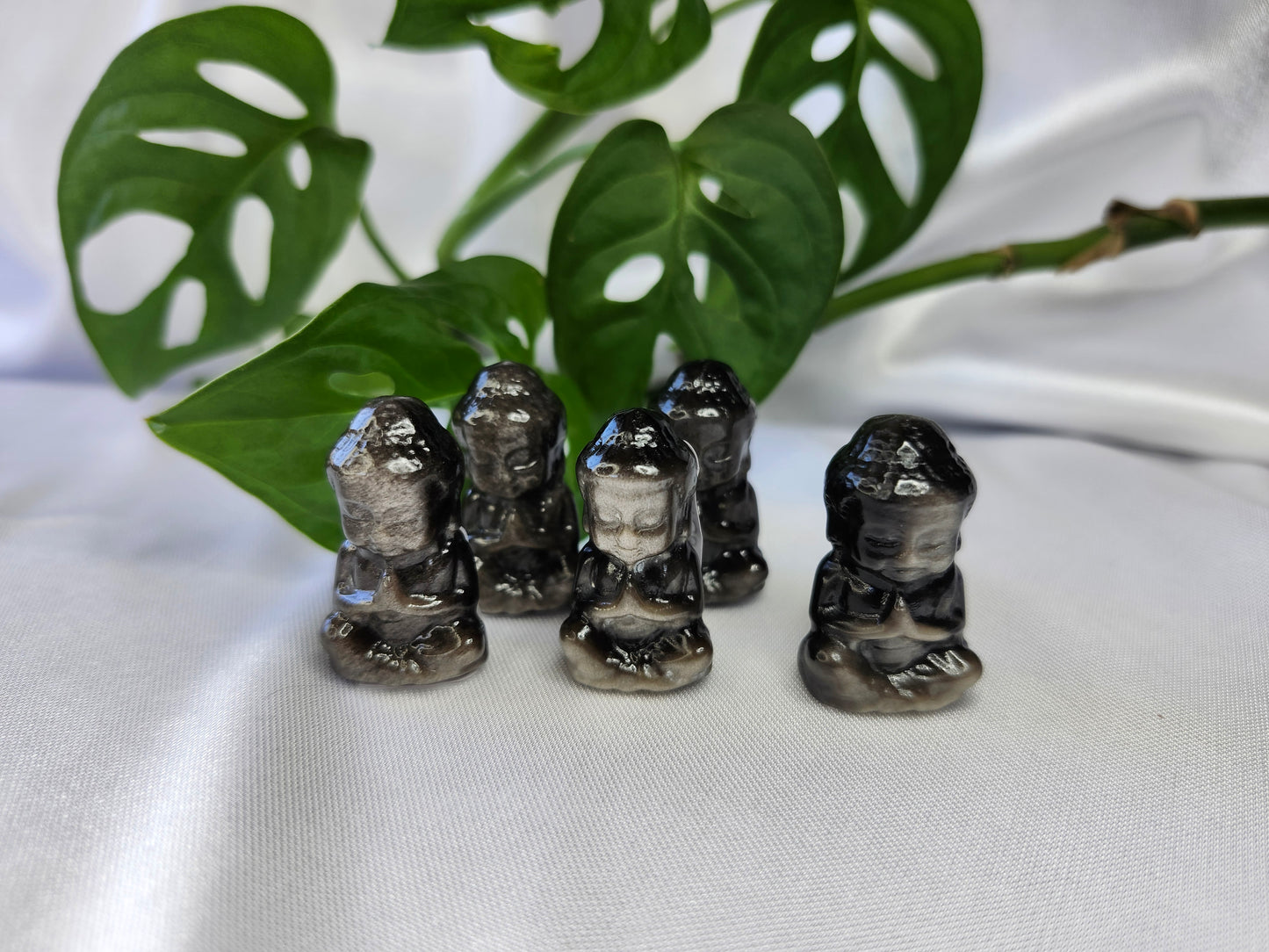SILVER SHEEN OBSIDIAN BUDDHA