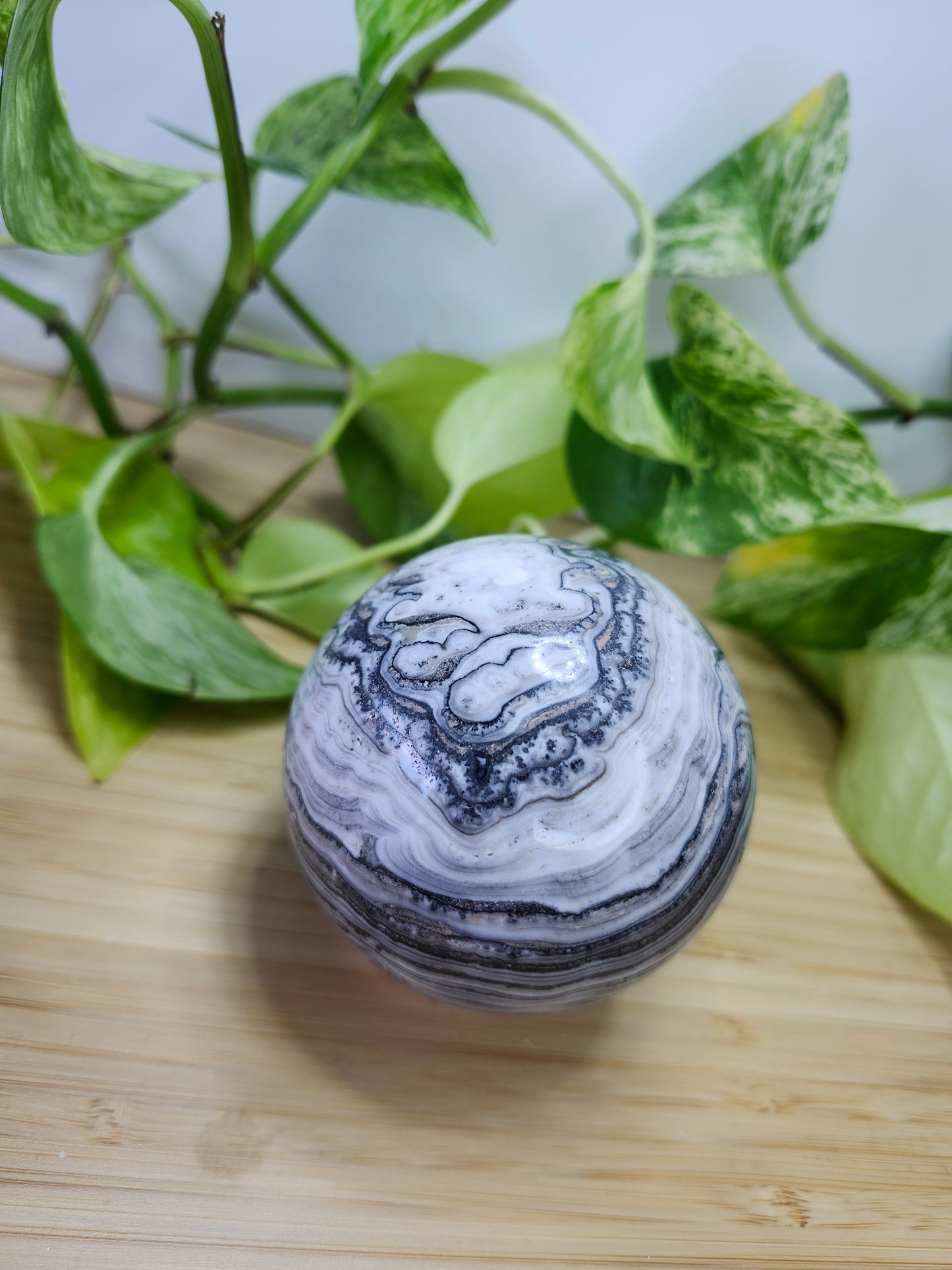 BLACK PHANTOM CALCITE SPHERE