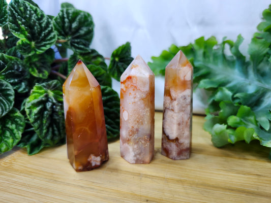 CARNELIAN & FLOWER AGATE TOWER
