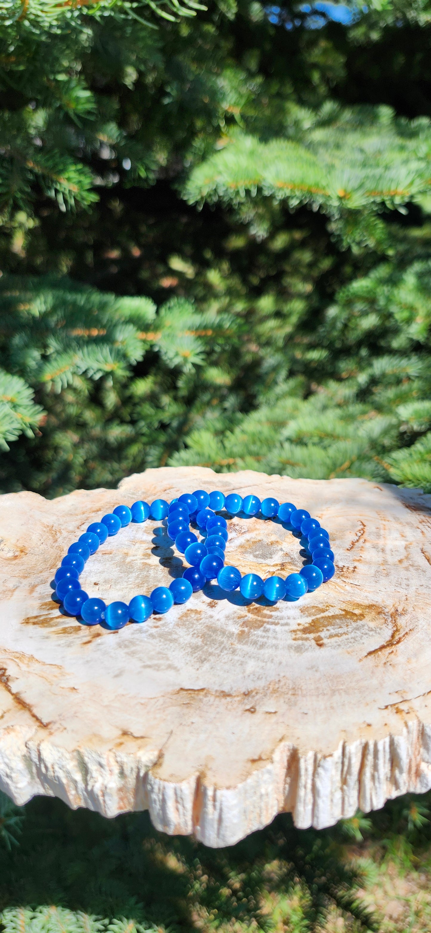 8mm LIGHT BLUE CAT'S EYE BRACELET