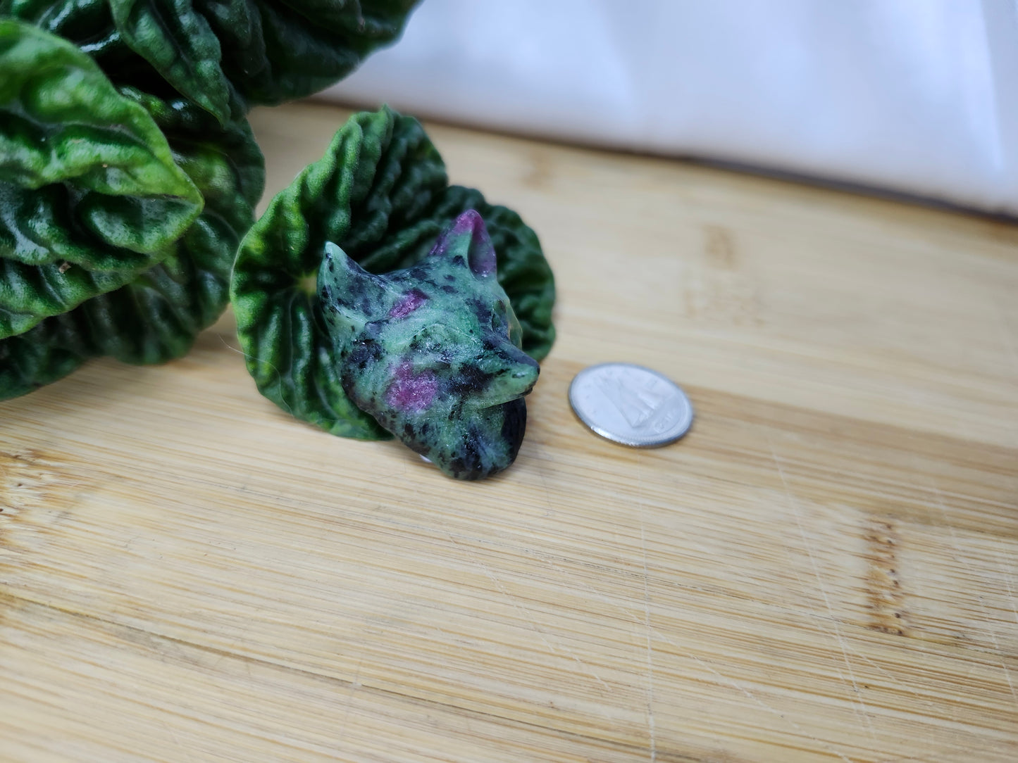 RUBY ZOISITE WOLF HEAD