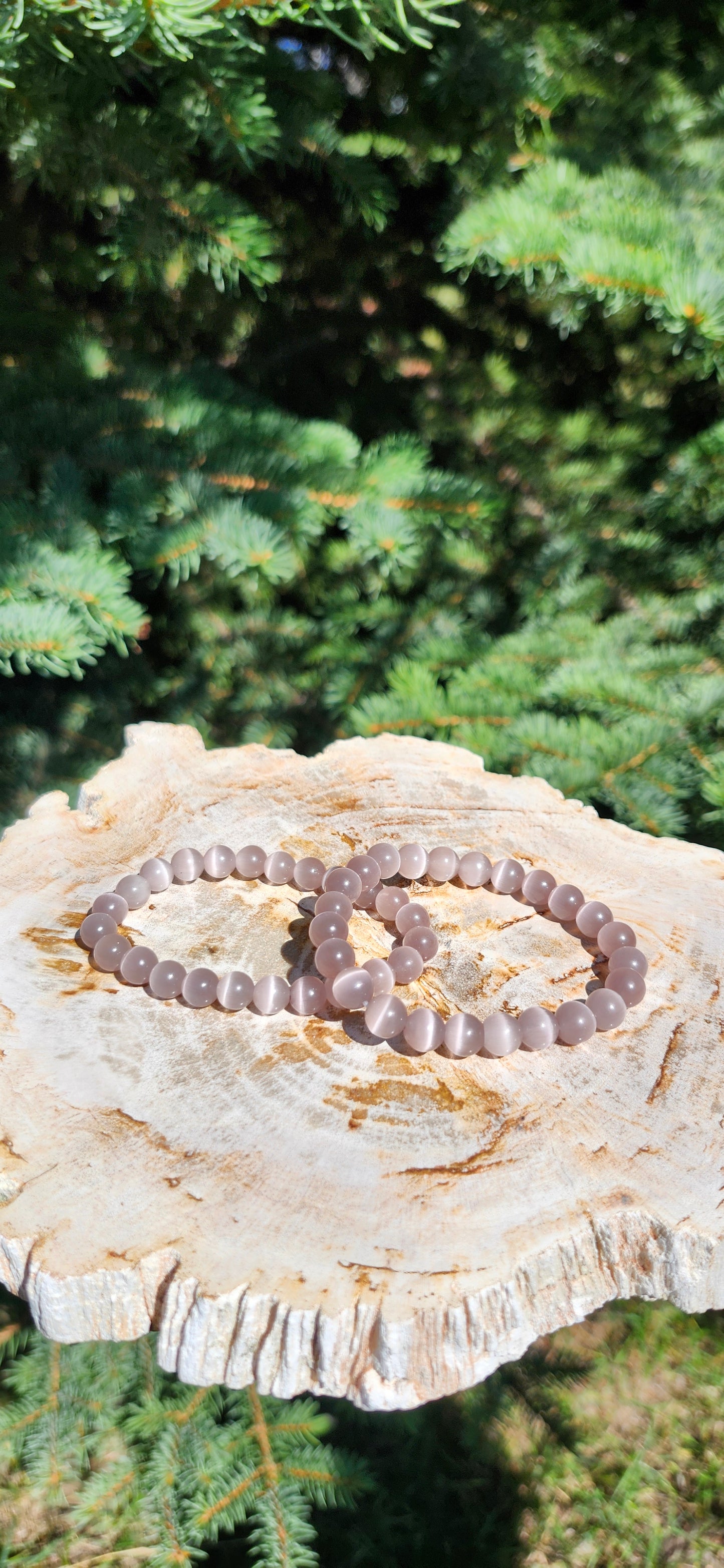 8mm DUSTY ROSE CAT'S EYE BRACELET