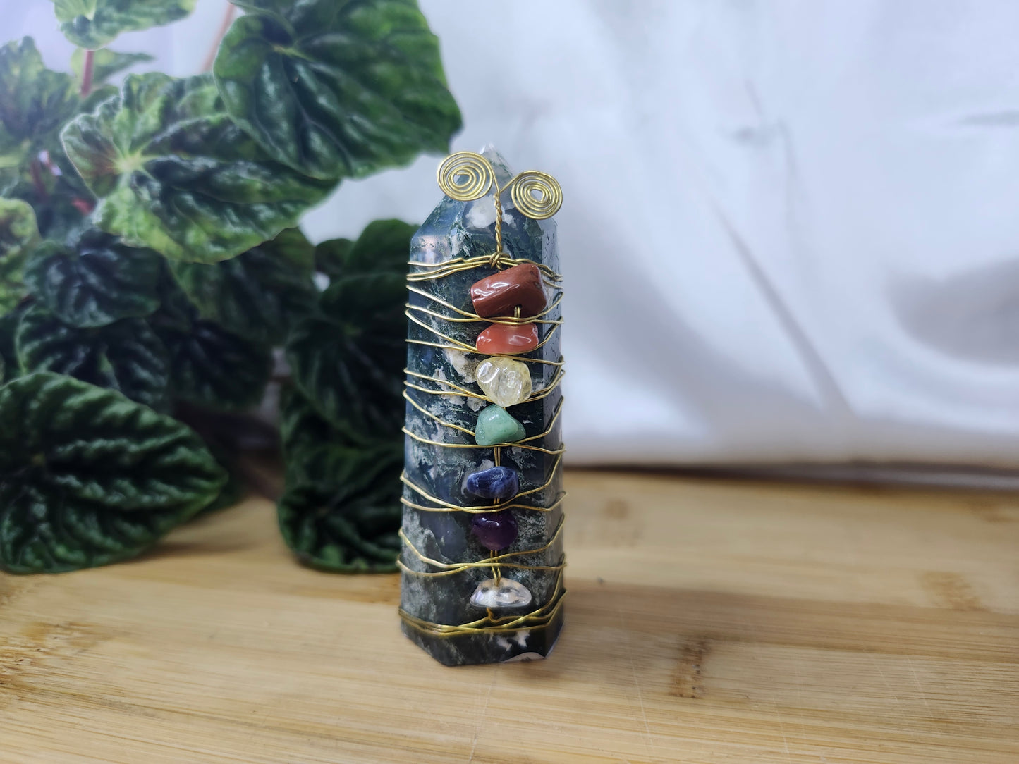 MOSS AGATE CHAKRA TOWER