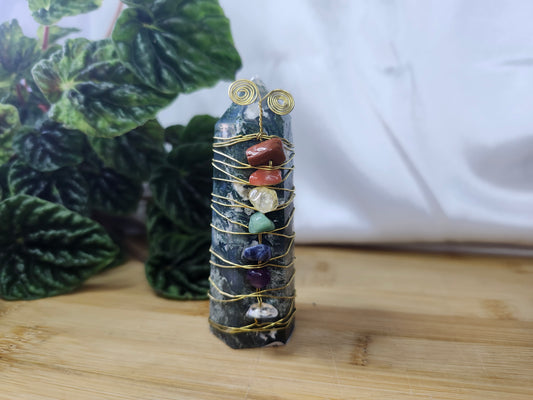 MOSS AGATE CHAKRA TOWER