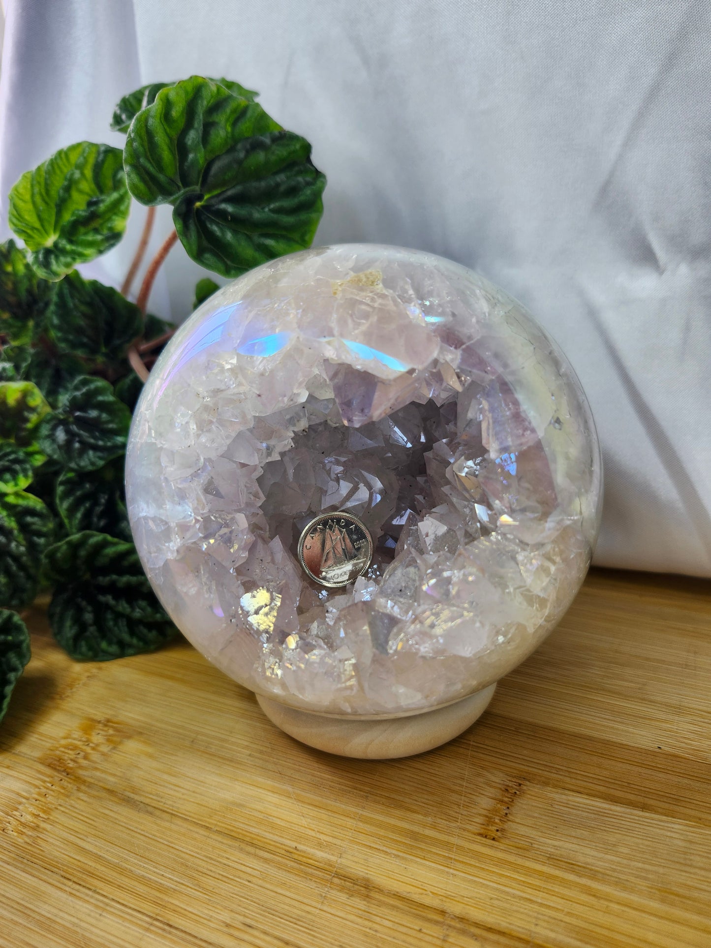 MOSS AGATE WITH QUARTZ SPHERE