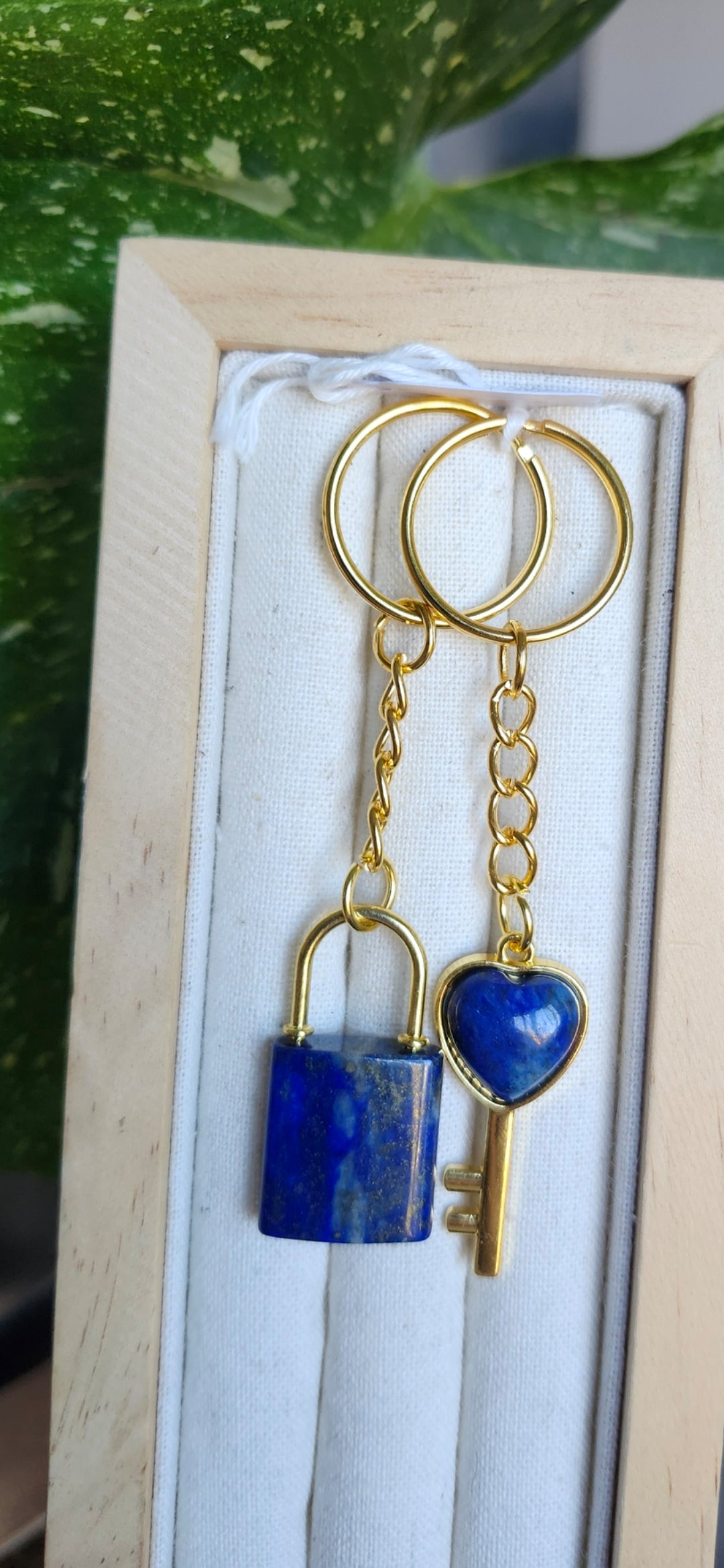 LAPIS LAZULI LOCK AND KEY KEYCHAIN SET