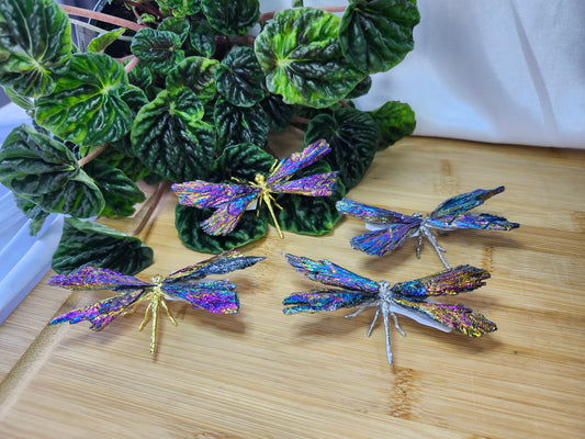 ELECTROPLATED BLACK KYANITE DRAGONFLY SM