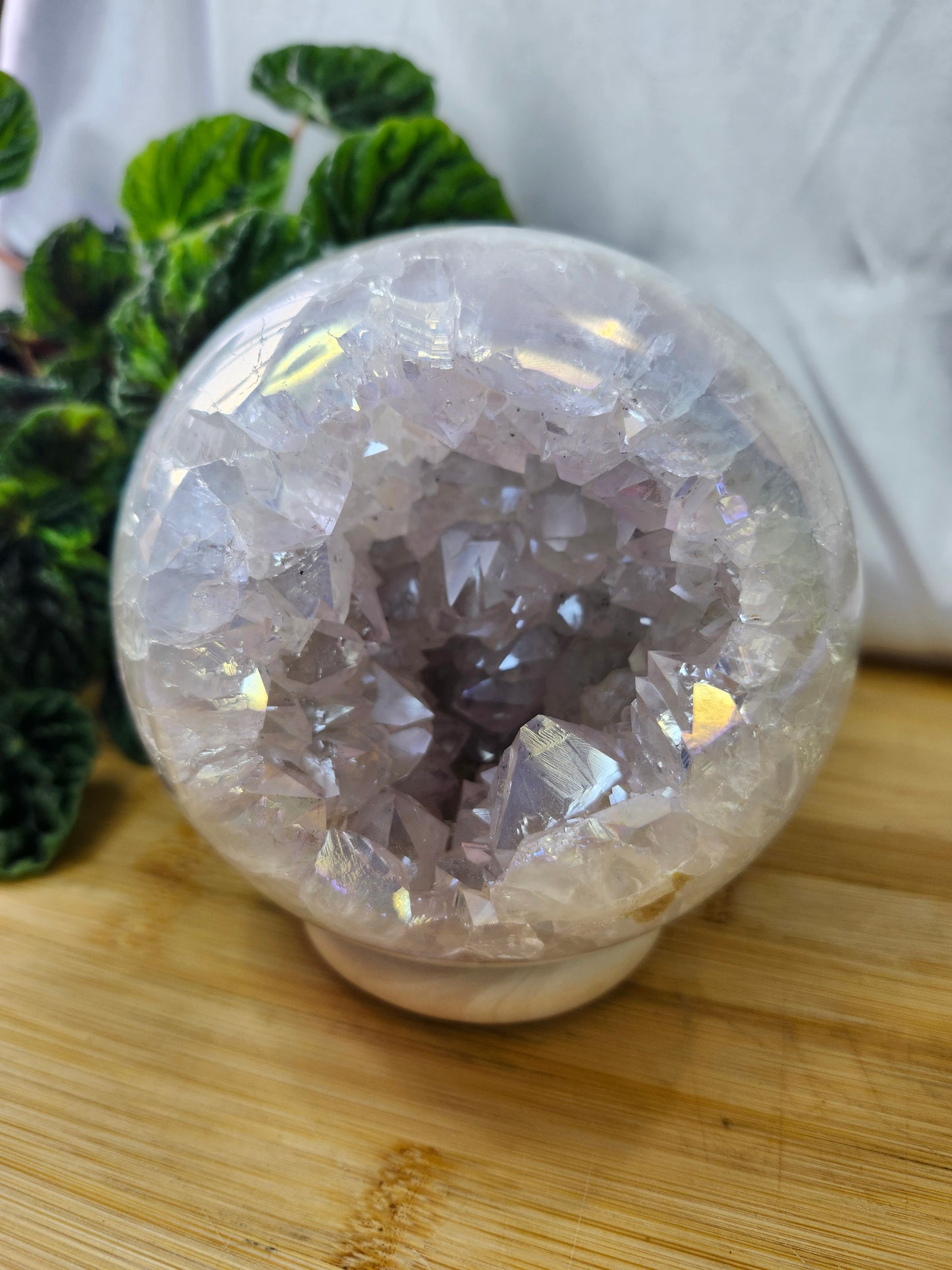 MOSS AGATE WITH QUARTZ SPHERE