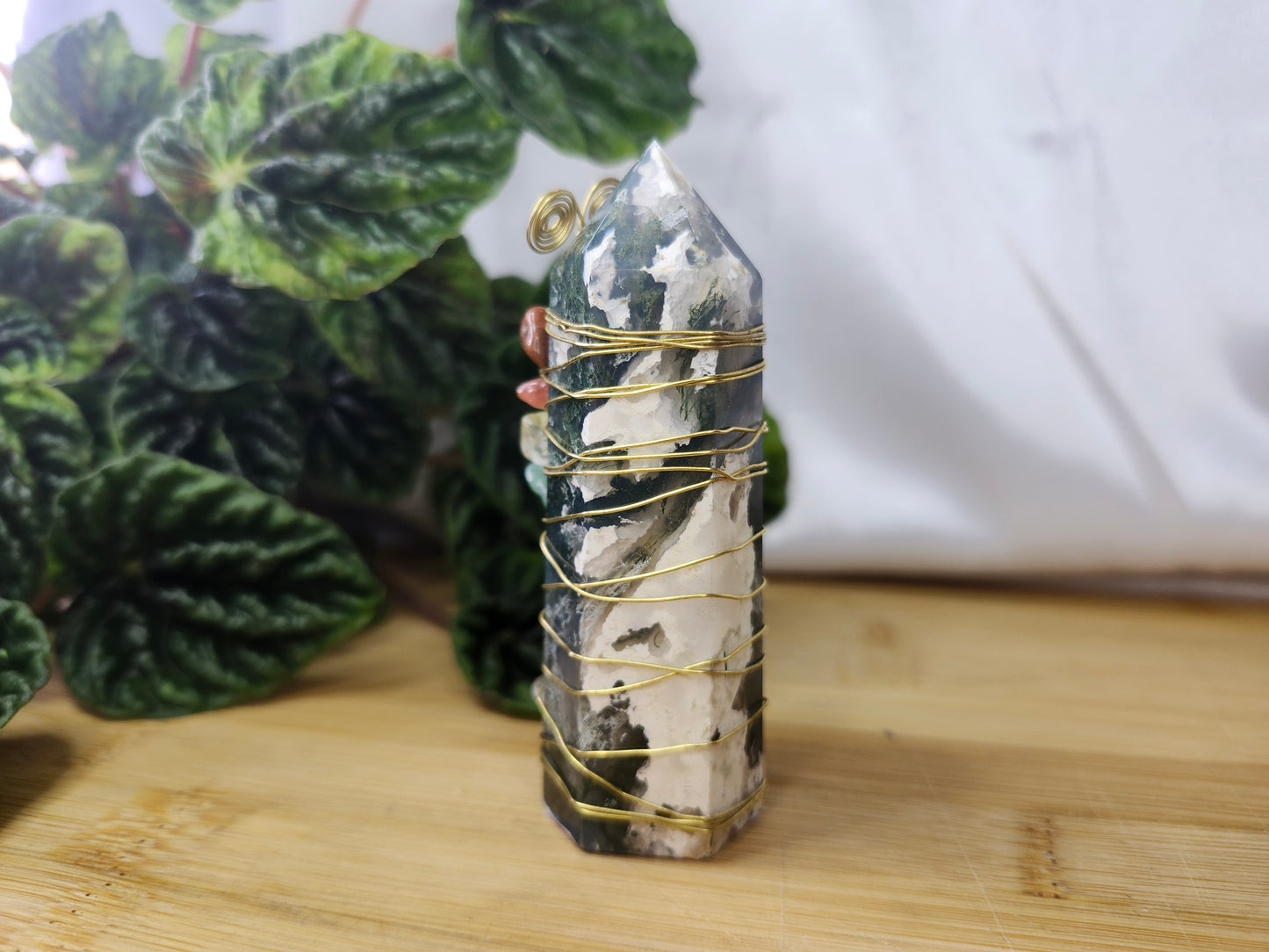 MOSS AGATE CHAKRA TOWER