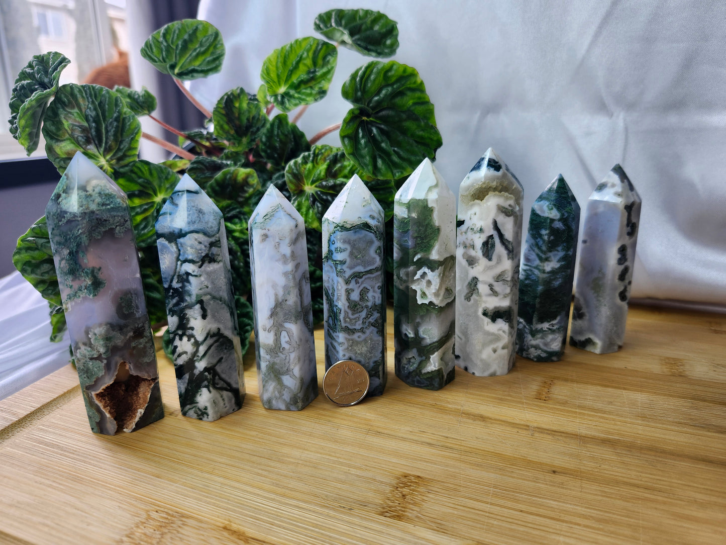 "A" QUALITY MOSS AGATE TOWER
