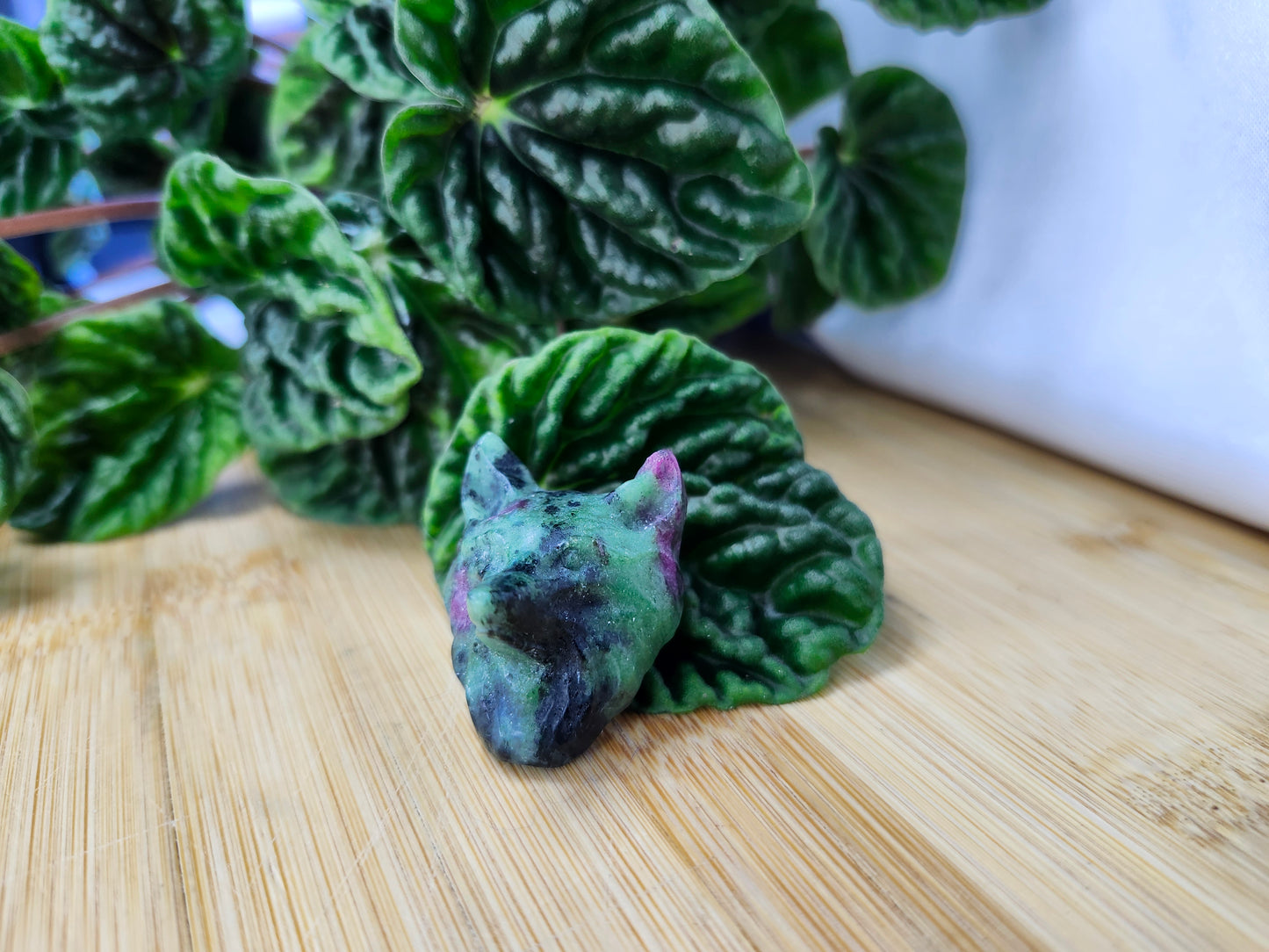 RUBY ZOISITE WOLF HEAD