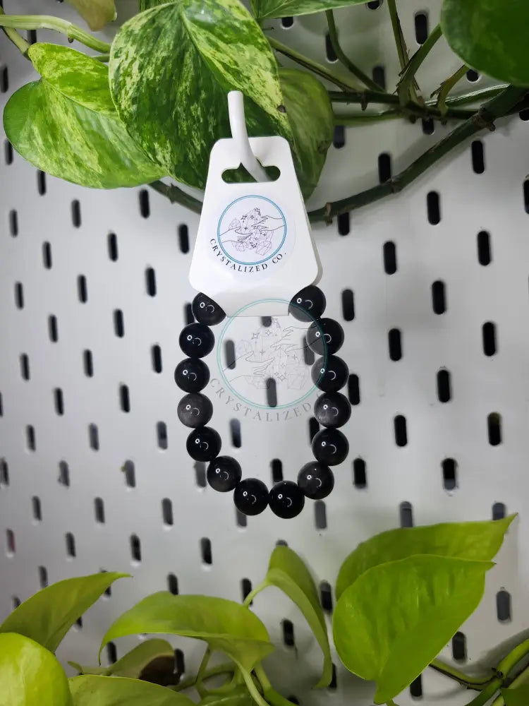 13mm SILVER SHEEN OBSIDIAN BRACELET