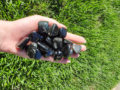 BLACK OBSIDIAN TUMBLED STONES