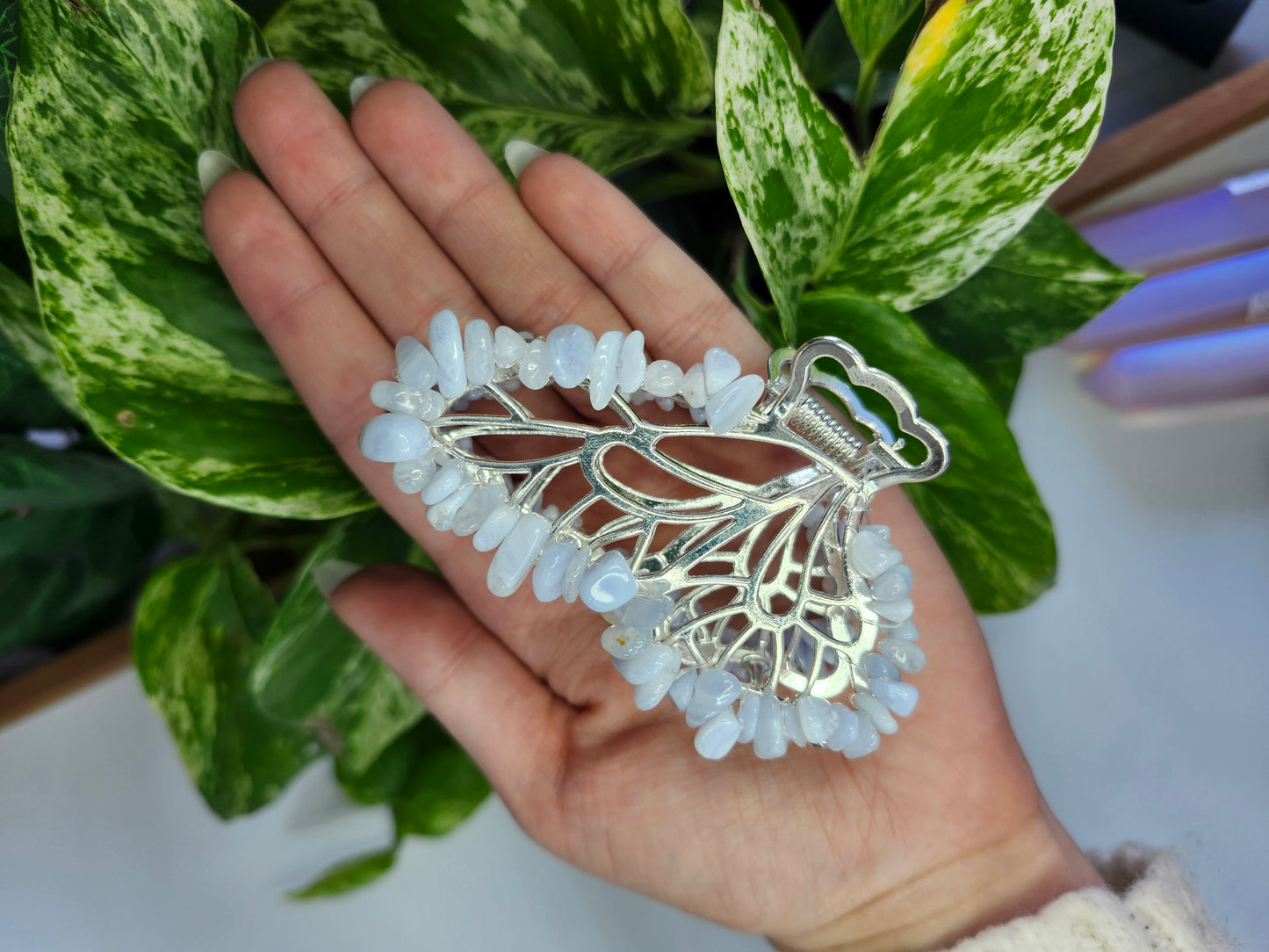 BLUE LACE AGATE CLAW CLIP