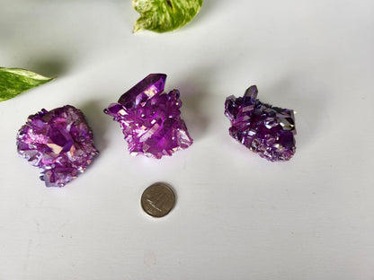 PURPLE AURA CLEAR QUARTZ CLUSTER