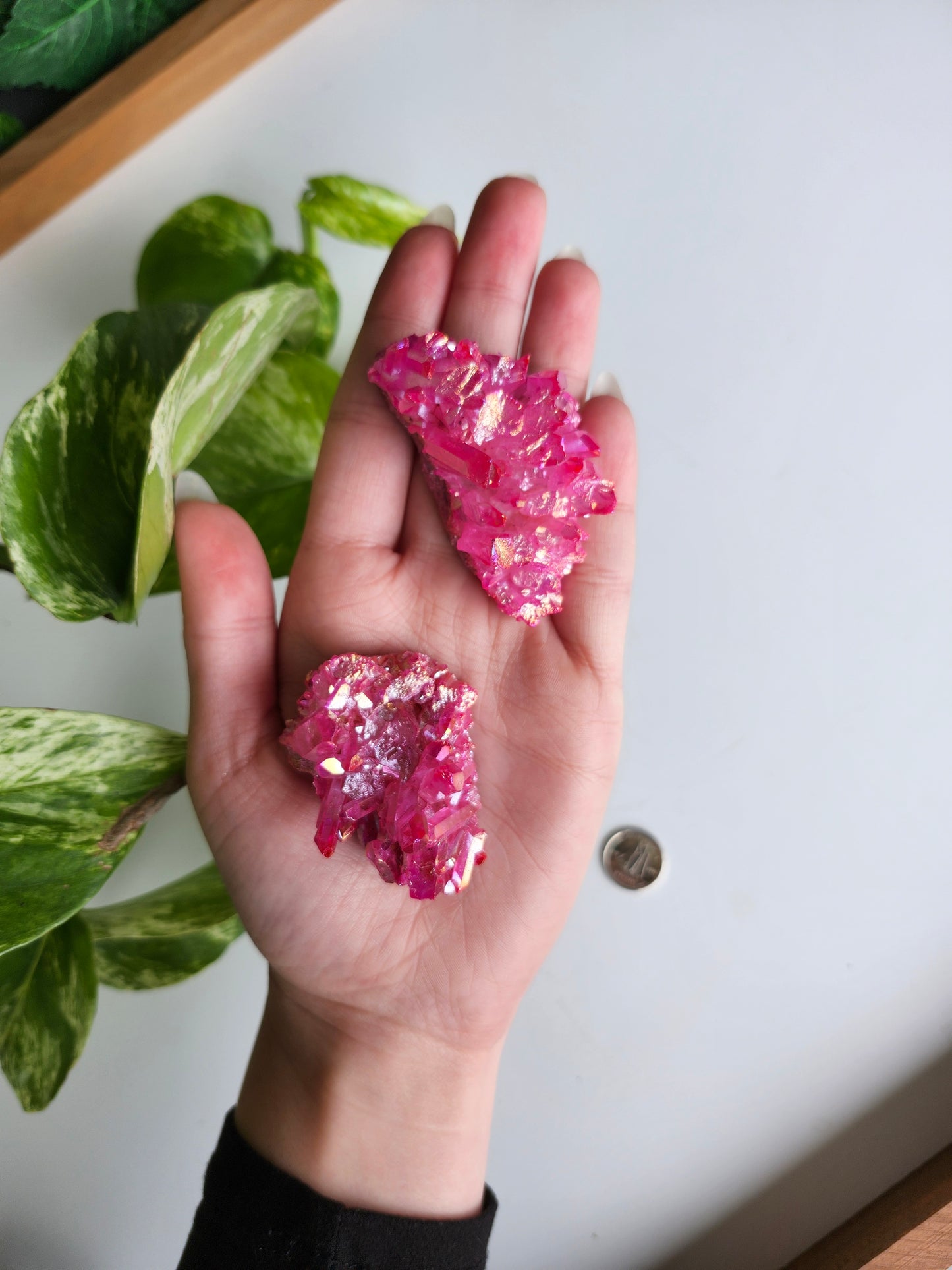 CLEAR QUARTZ PINK AURA CLUSTER