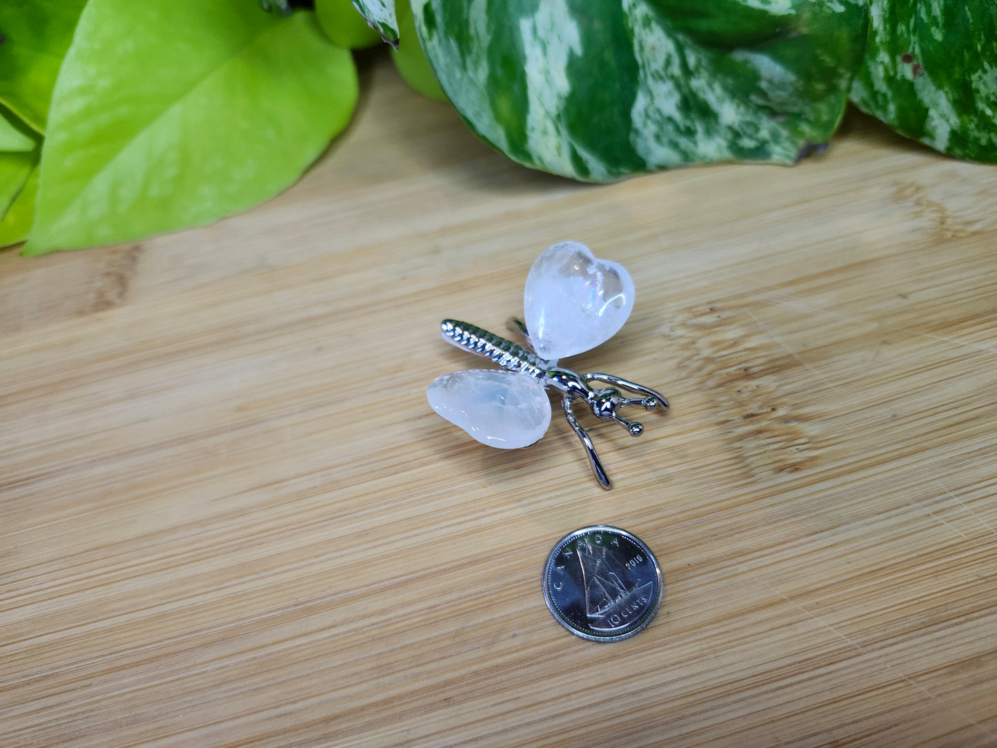 CLEAR QUARTZ MINI DRAGONFLY  (CARVING)