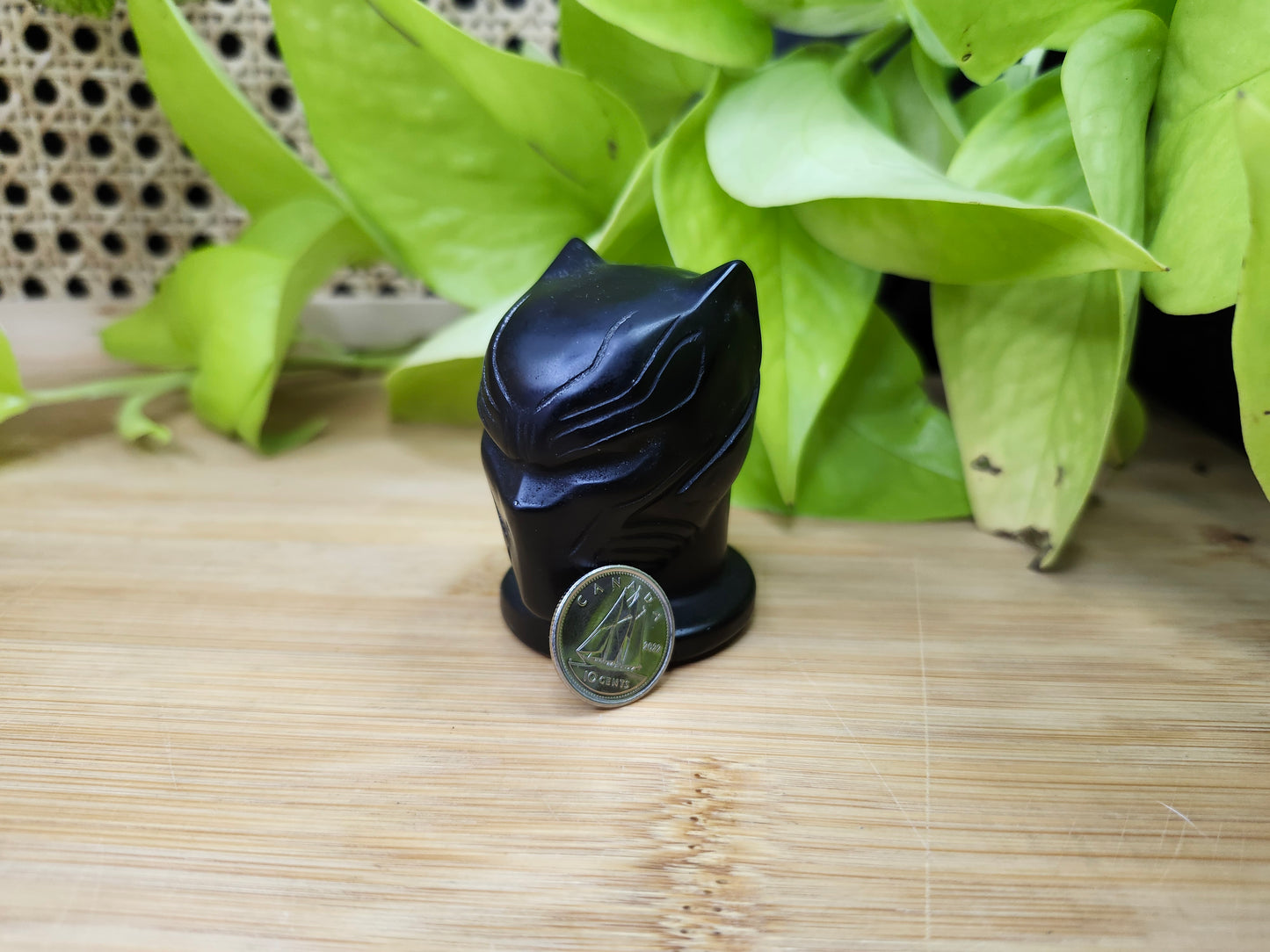 BLACK OBSIDIAN BLACK PANTHER HEAD (CARVING)