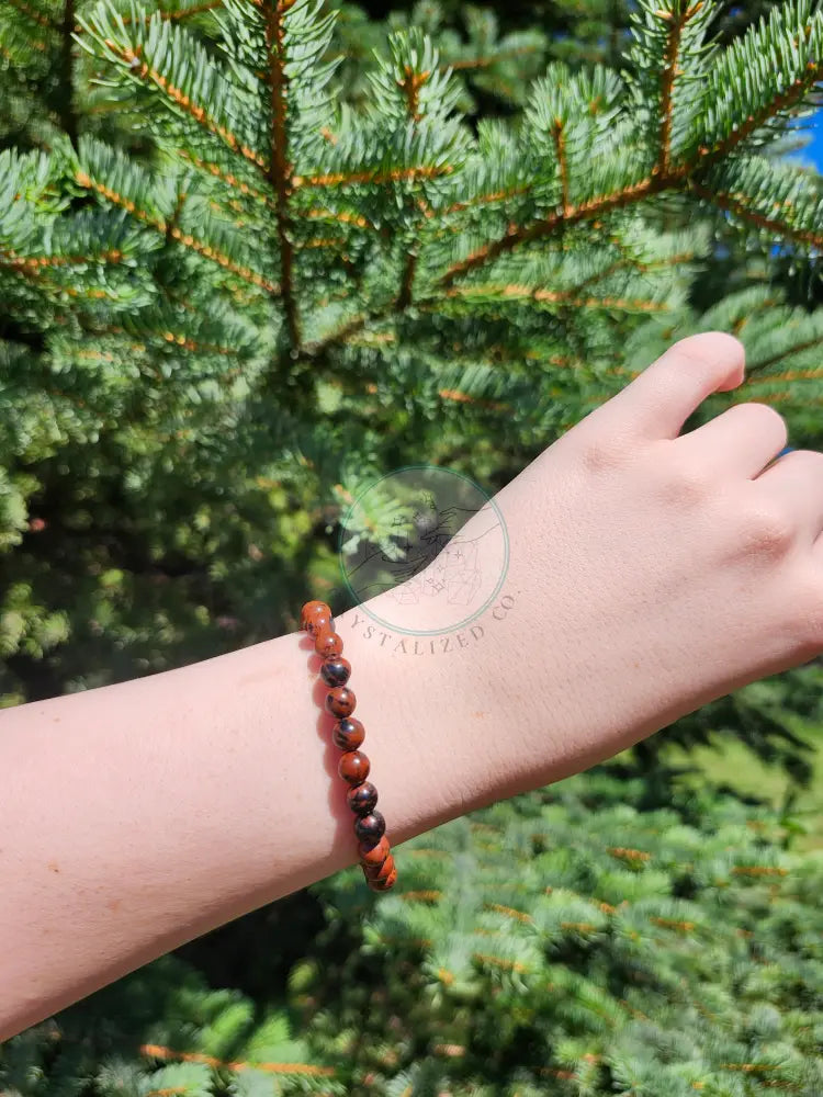 6mm MAHOGANY OBSIDIAN BRACELET