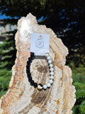 8MM OBSIDIAN AND HOWLITE BRACELET