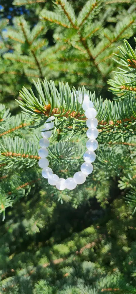 8mm WHITE CAT EYE BRACELET