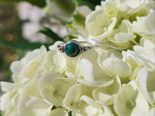 S6.25 MALACHITE RING .925 STERLING SILVER