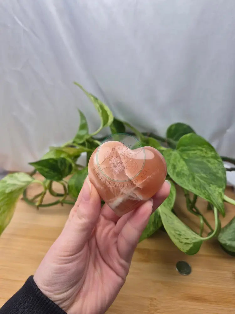 AMBER CALCITE HEART