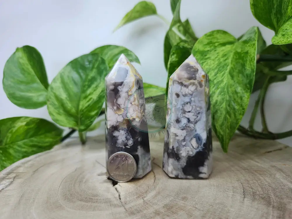 BLACK FLOWER AGATE TOWER