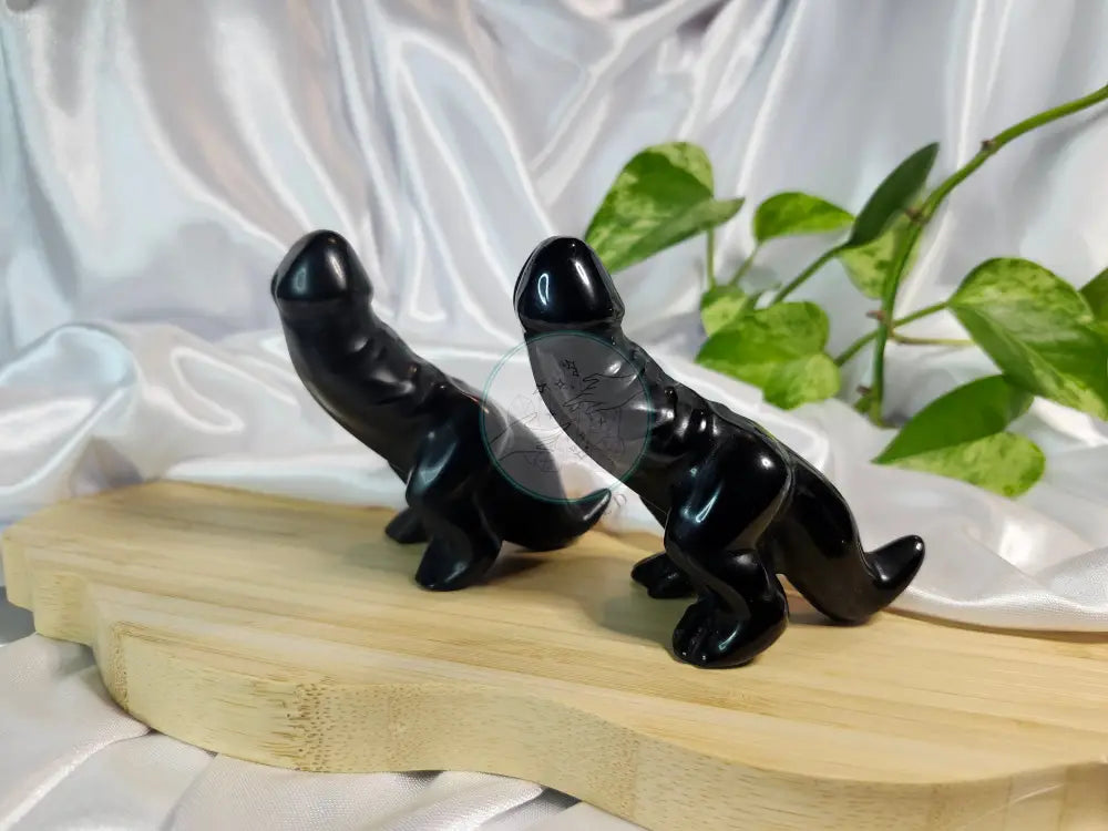 BLACK OBSIDIAN LARGE DICK-A-SAURUS - CARVING