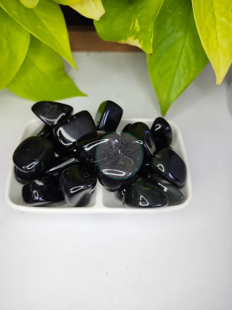 BLACK OBSIDIAN TUMBLED STONES - TUMBLED STONES