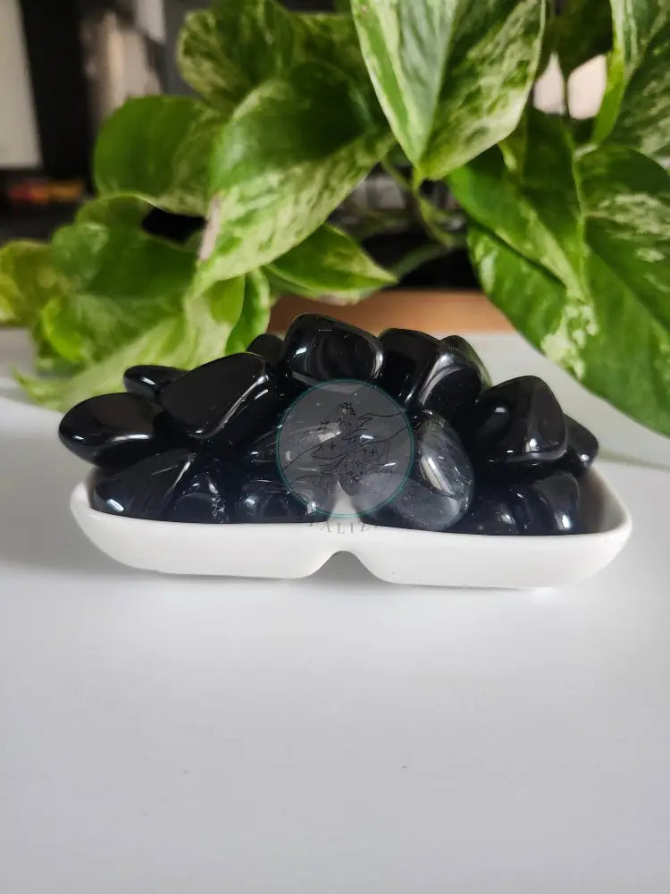 BLACK OBSIDIAN TUMBLED STONES - TUMBLED STONES