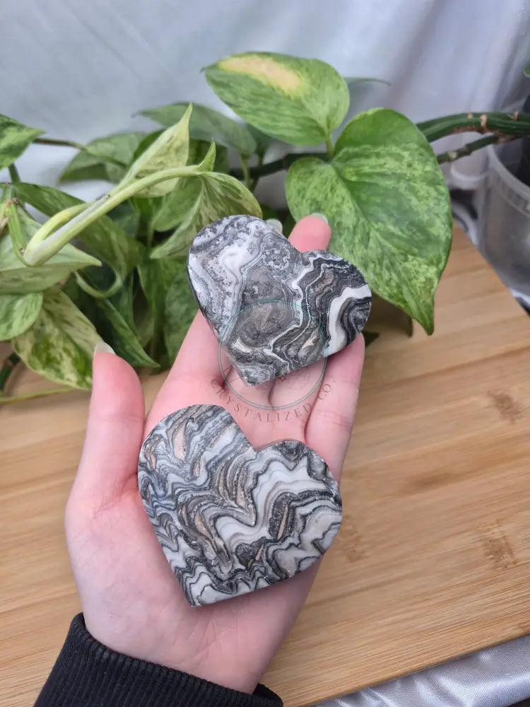 BLACK PHANTOM CALCITE HEART