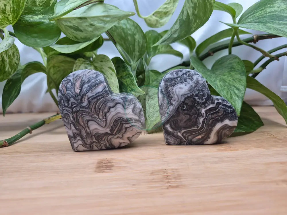 BLACK PHANTOM CALCITE HEART