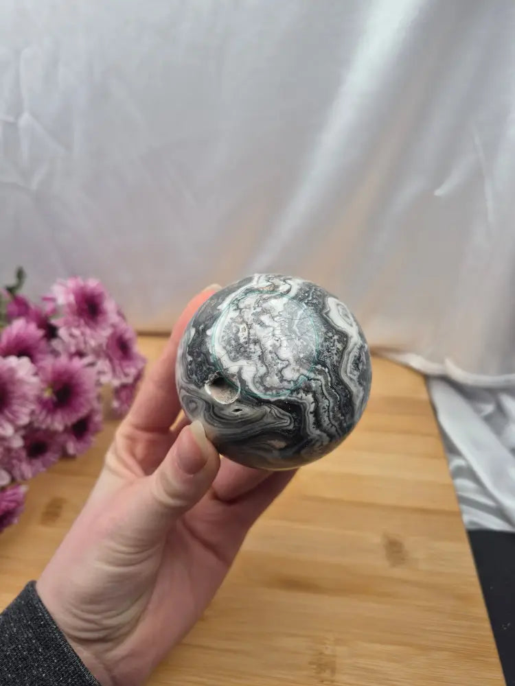 BLACK PHANTOM CALCITE SPHERE