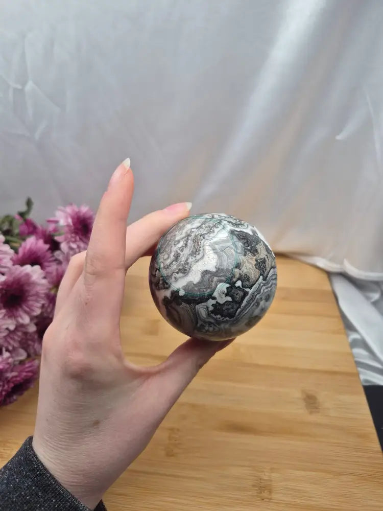 BLACK PHANTOM CALCITE SPHERE