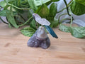 CLEAR QUARTZ PARROT ON AMETHYST BASE