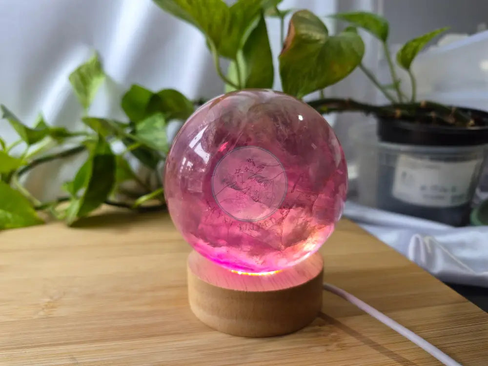 FLUORITE SPHERE W/LIGHT BASE