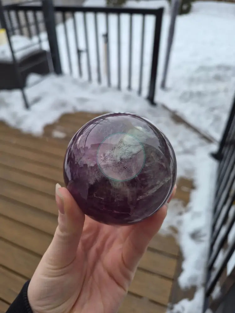 FLUORITE SPHERE W/LIGHT BASE