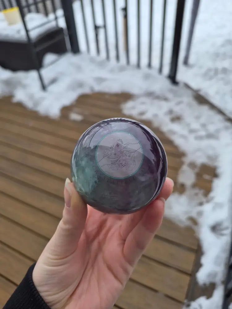 FLUORITE SPHERE W/LIGHT STAND