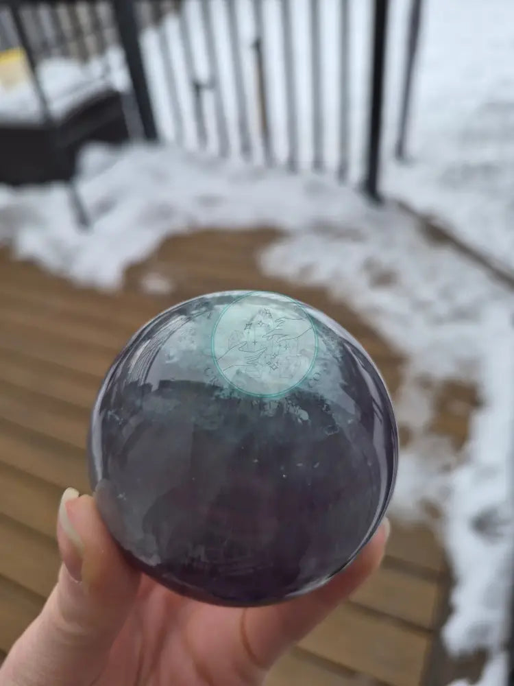 FLUORITE SPHERE W/LIGHT STAND