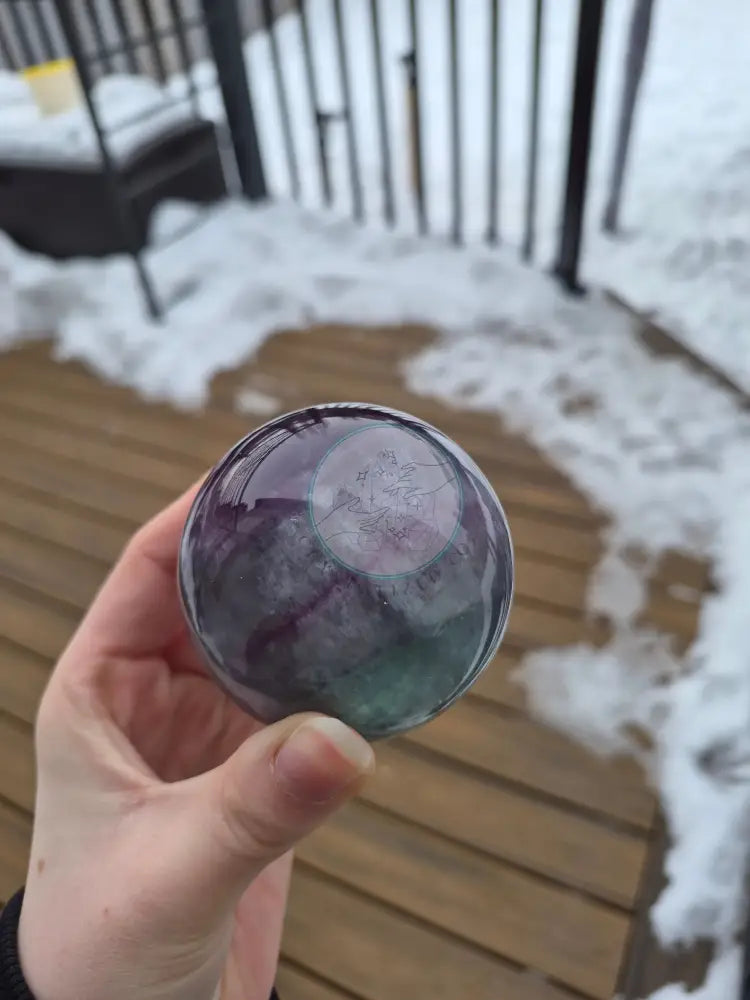 FLUORITE SPHERE W/LIGHT STAND