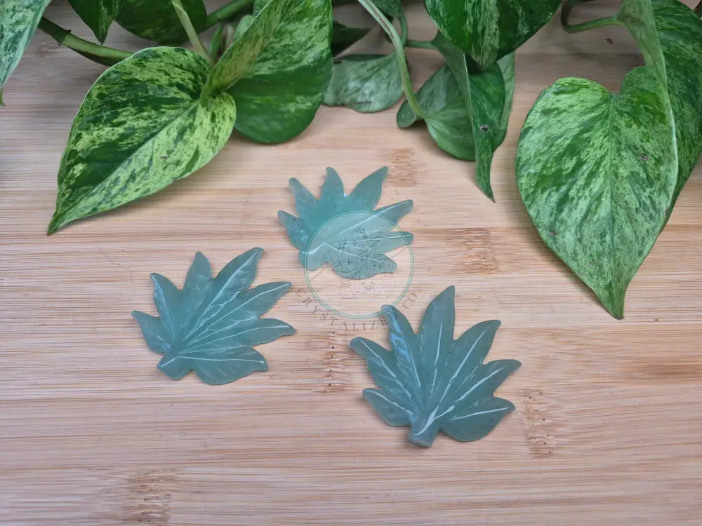 GREEN AVENTURINE HEMP LEAF