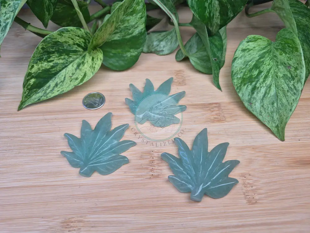 GREEN AVENTURINE HEMP LEAF