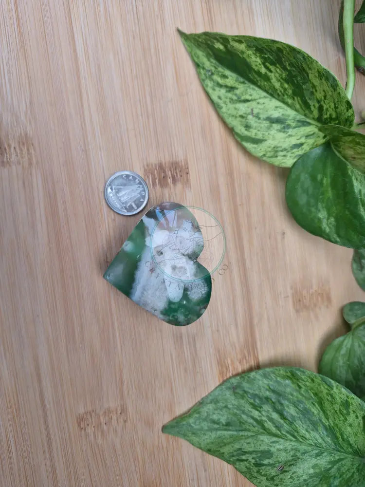 GREEN FLOWER AGATE HEART