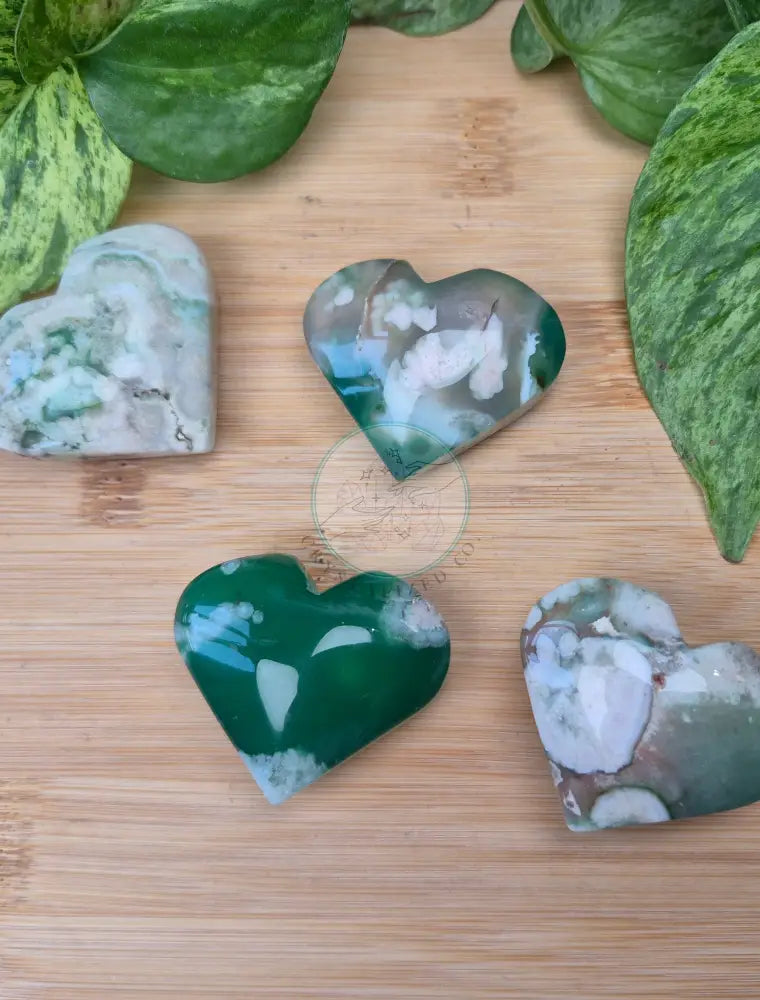 GREEN FLOWER AGATE HEART